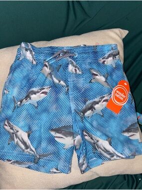 wonder nation Teal & Blue Shark Swim Shorts